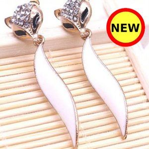 NEW White Fox Dangle Earrings